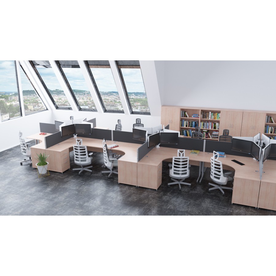 Rayleigh Ergonomic Corner Desk With 800mm Deep Pedestal - Cantilever Frame